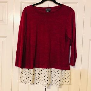 Red with poka dot bottom